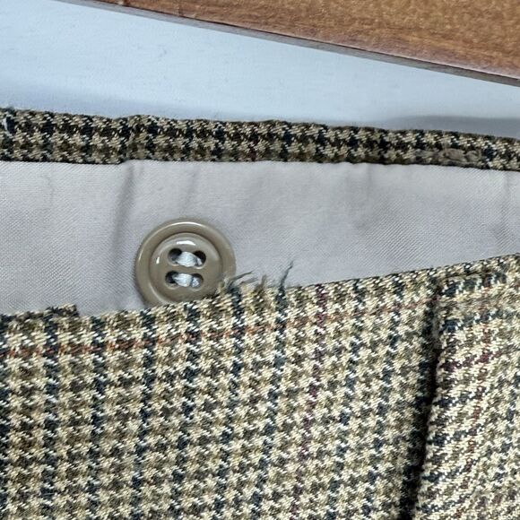 Paul Frederick Men’s 35x30 Brown Pleated Dress Pants Cuffed 100% Wool - Picture 9 of 16